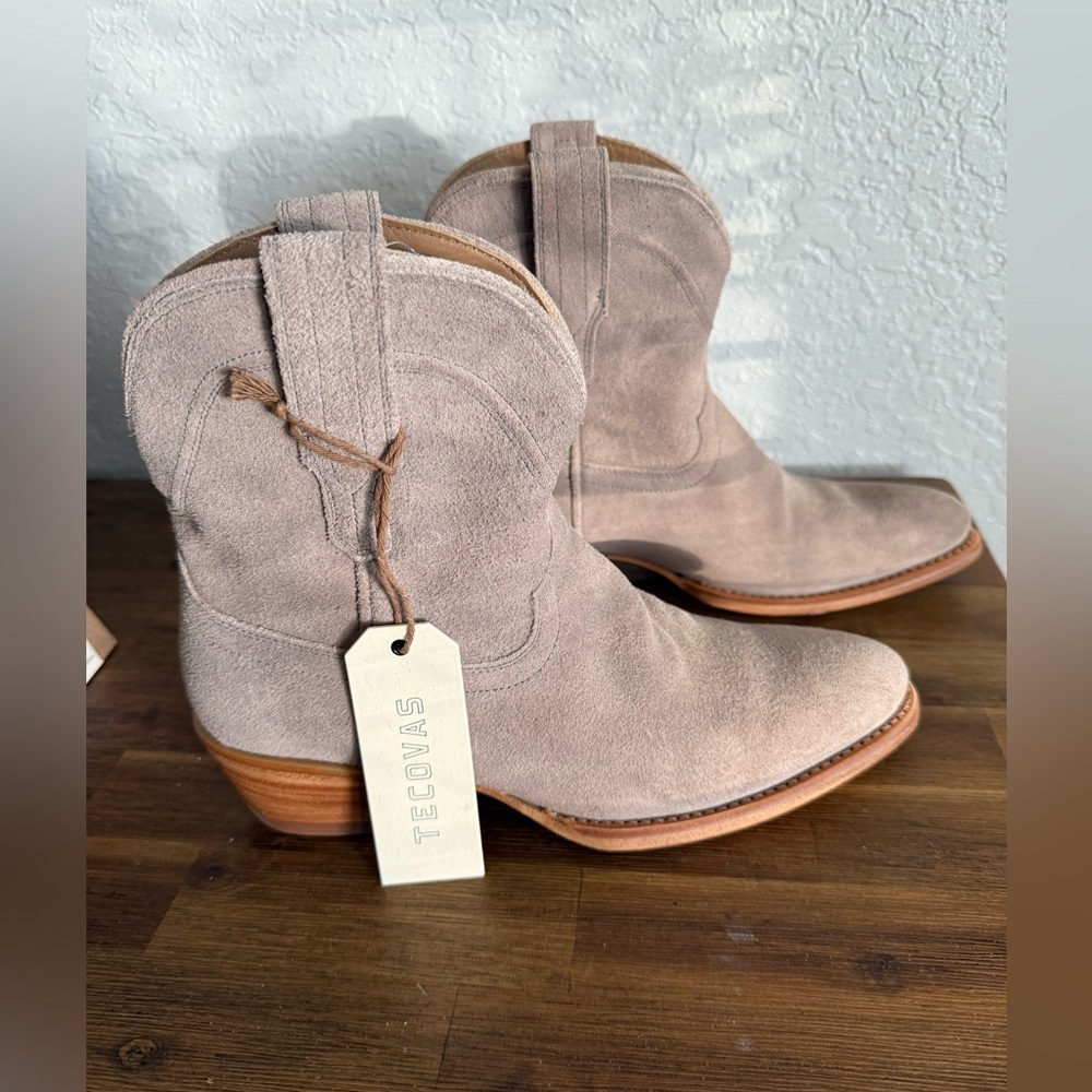 Tecovas Suede Ankle Boots in Light Tan